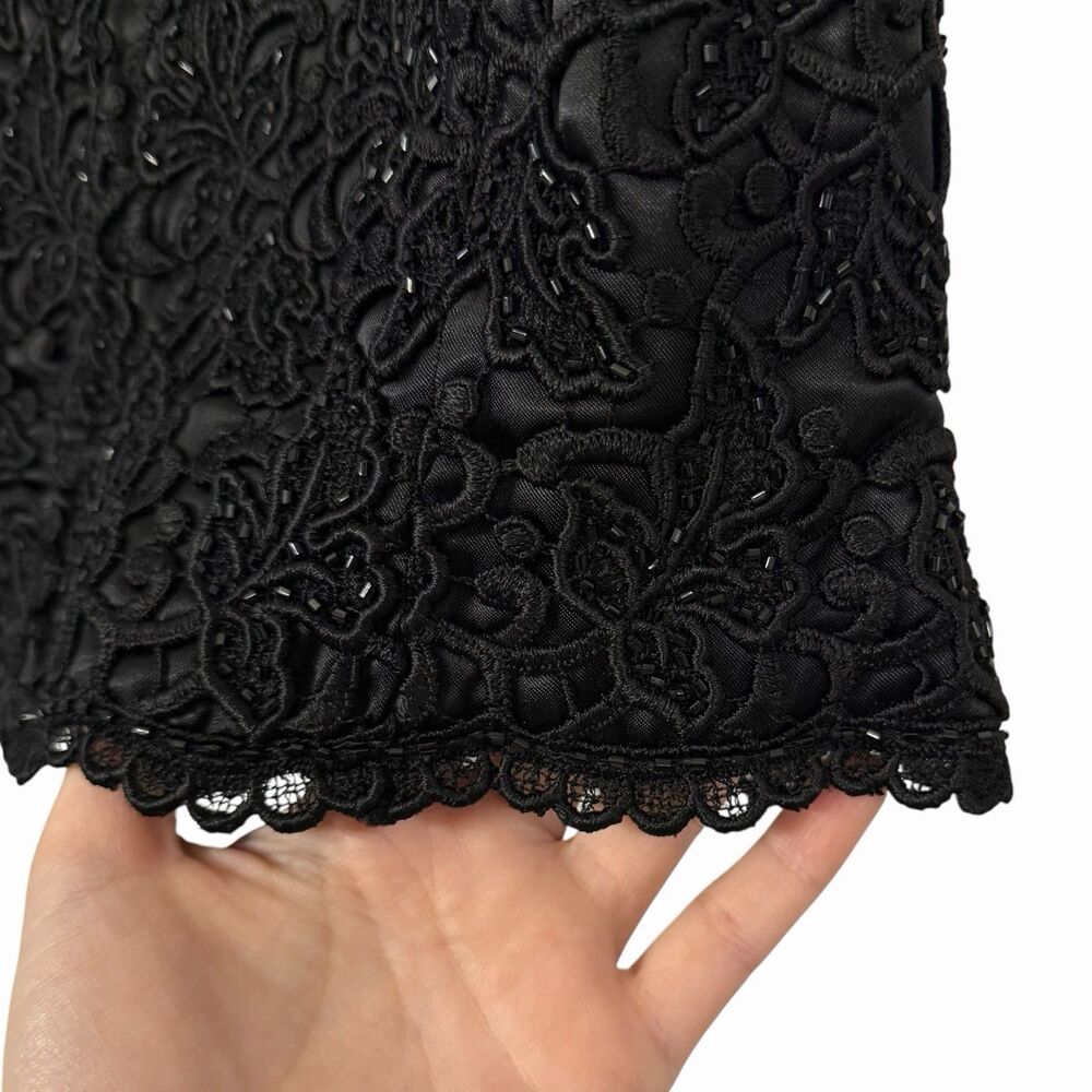 VTG Whimsigoth Carmen Marc Valvo Beaded Black Lace Halter Evening Top Blouse 8 - Picture 9 of 10